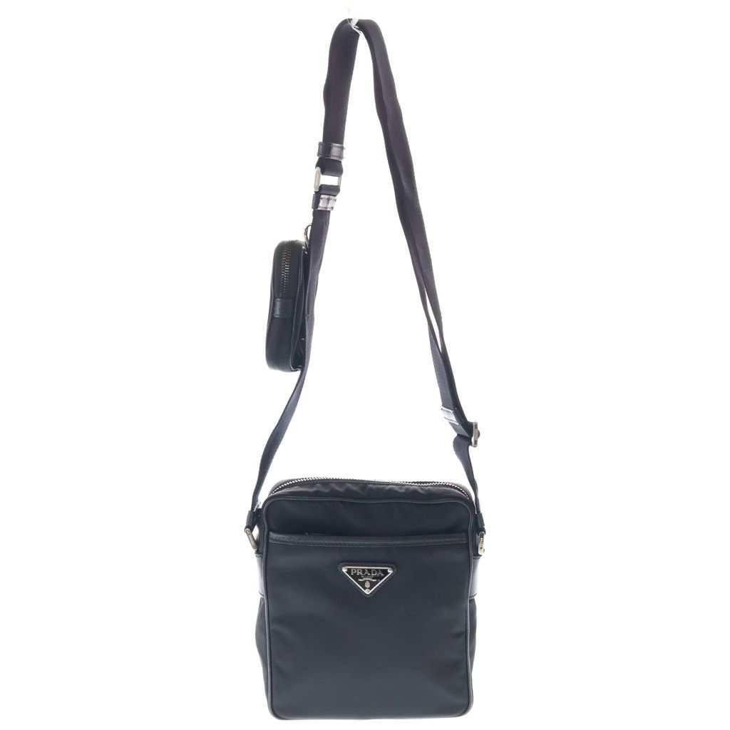 Prada Re-Nylon Mini Shoulder Bag Black Nylon Silver