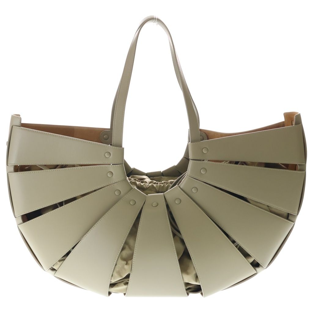 Bottega Veneta the Shell Nylon Leather Large Tote Beige