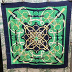 Hermes Large Scarf Shawl Navy Green Pellier Yellow Gold Spurs — view 2