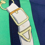 Hermes Large Scarf Shawl Navy Green Pellier Yellow Gold Spurs — view 4