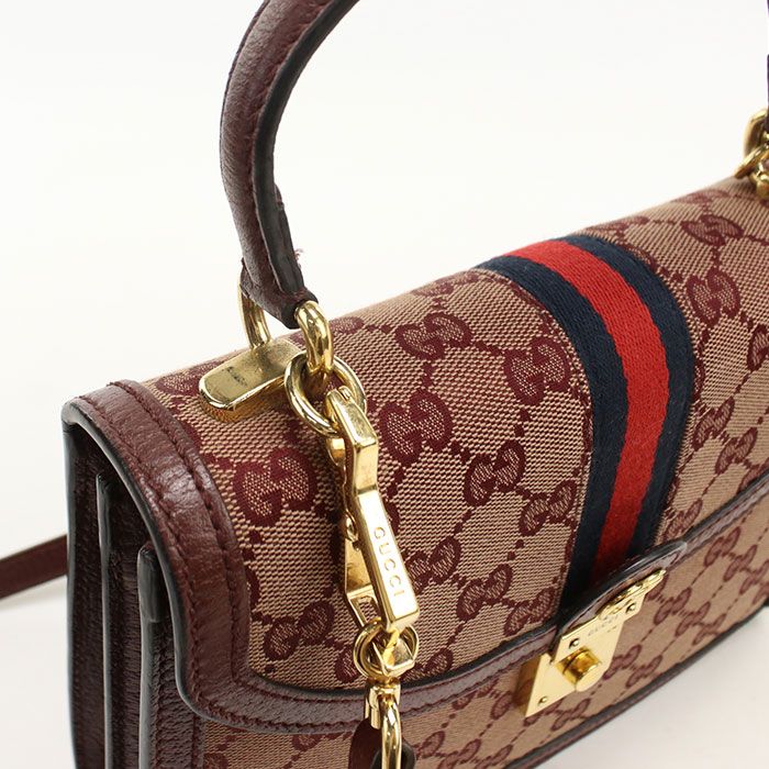 Gucci Midi Amtop Handle Bag Ophidia Handbag GG Canvas — view 7