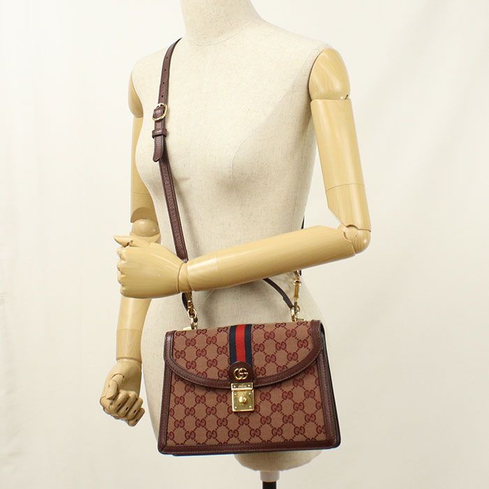 Gucci Midi Amtop Handle Bag Ophidia Handbag GG Canvas — view 8