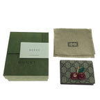 Gucci Bifold Wallet GG Supreme Cherry Mini 2 Stones Brown