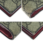 Gucci Bifold Wallet GG Supreme Cherry Mini 2 Stones Brown — view 5