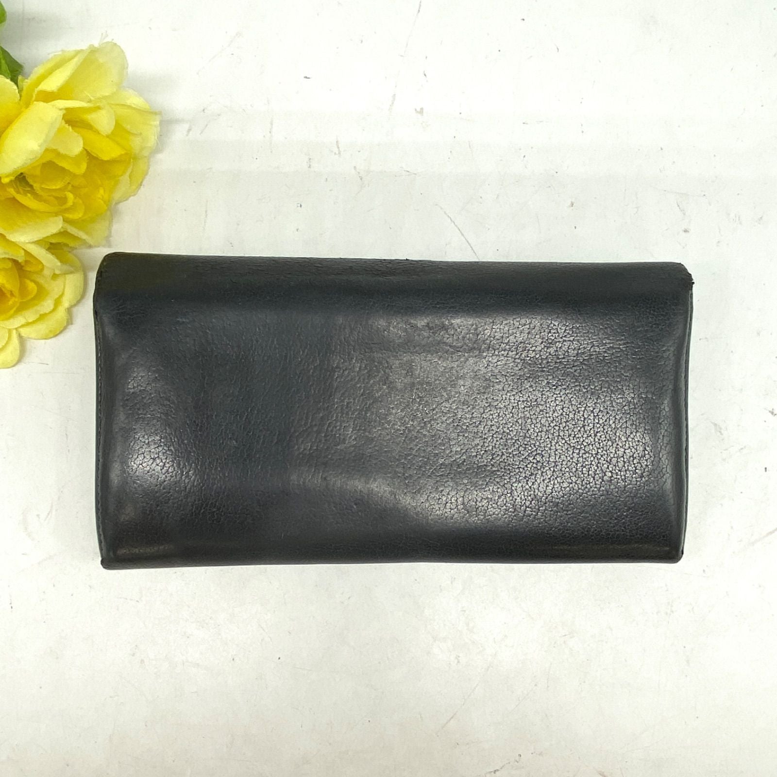 Chanel Wallet Bifold Leather Black CC Logo Camellia Card Billfold — view 3