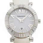 Tiffany & Co Atlas Stainless Steel Leather Silver Kuo Analog Display White Dial