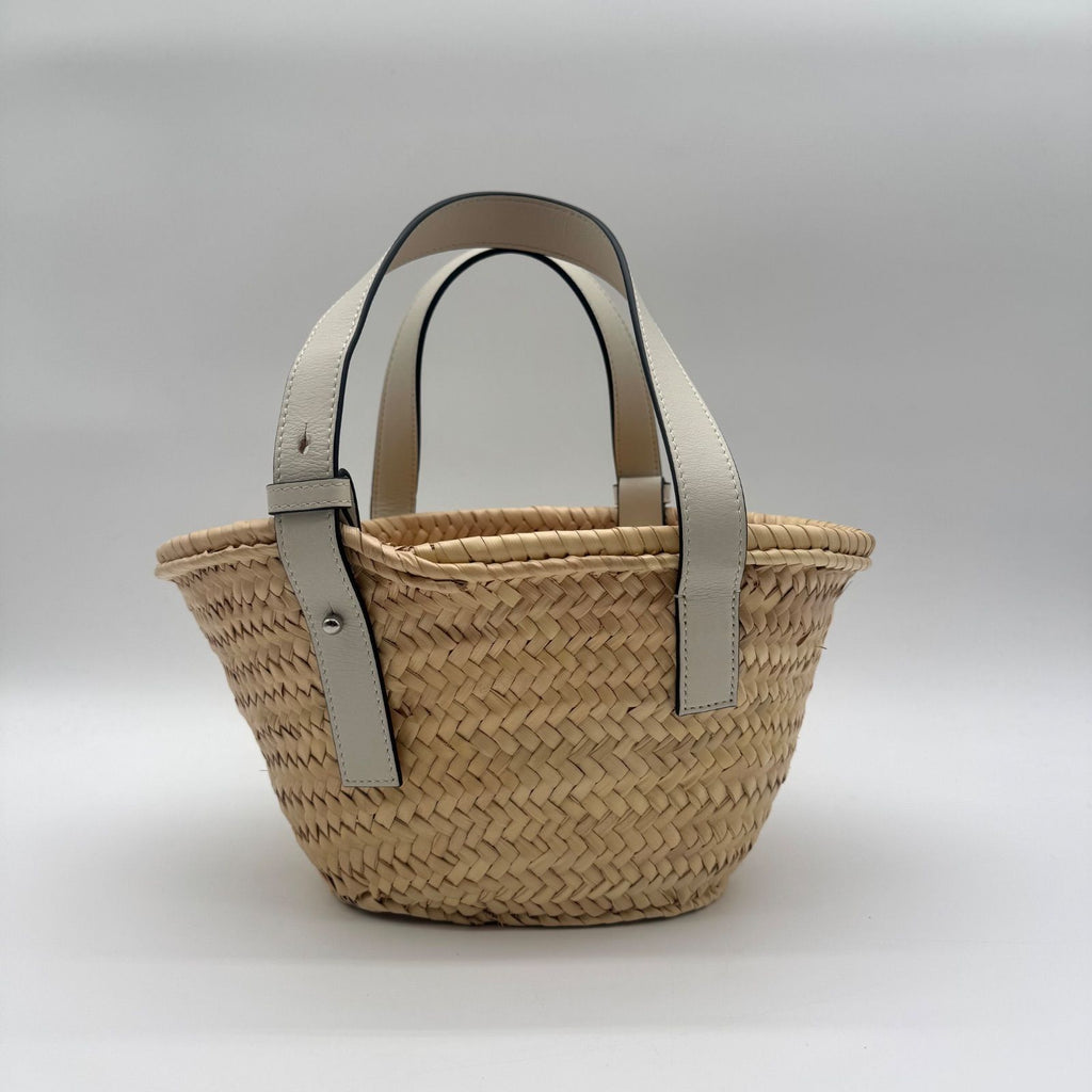 Loewe Handbag Basket Bag Small Raffia Leather White — view 2