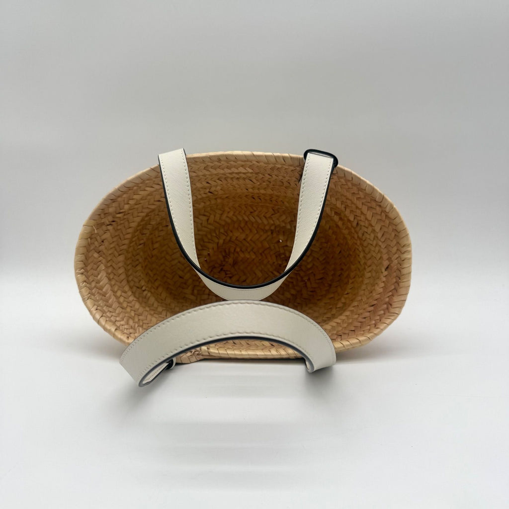 Loewe Handbag Basket Bag Small Raffia Leather White — view 5