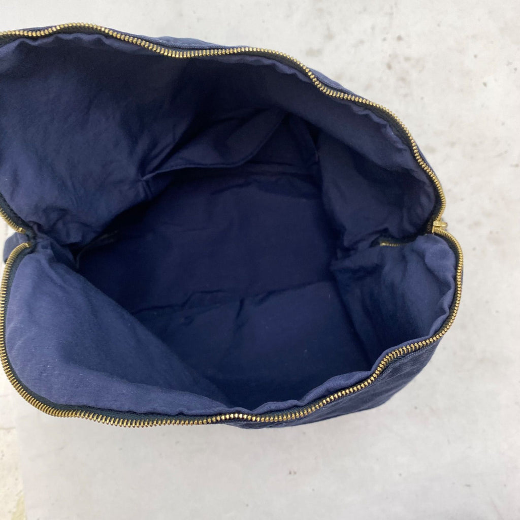Hermes Tall Pouch Travel Cosmetic Makeup Handbag Navy — view 7