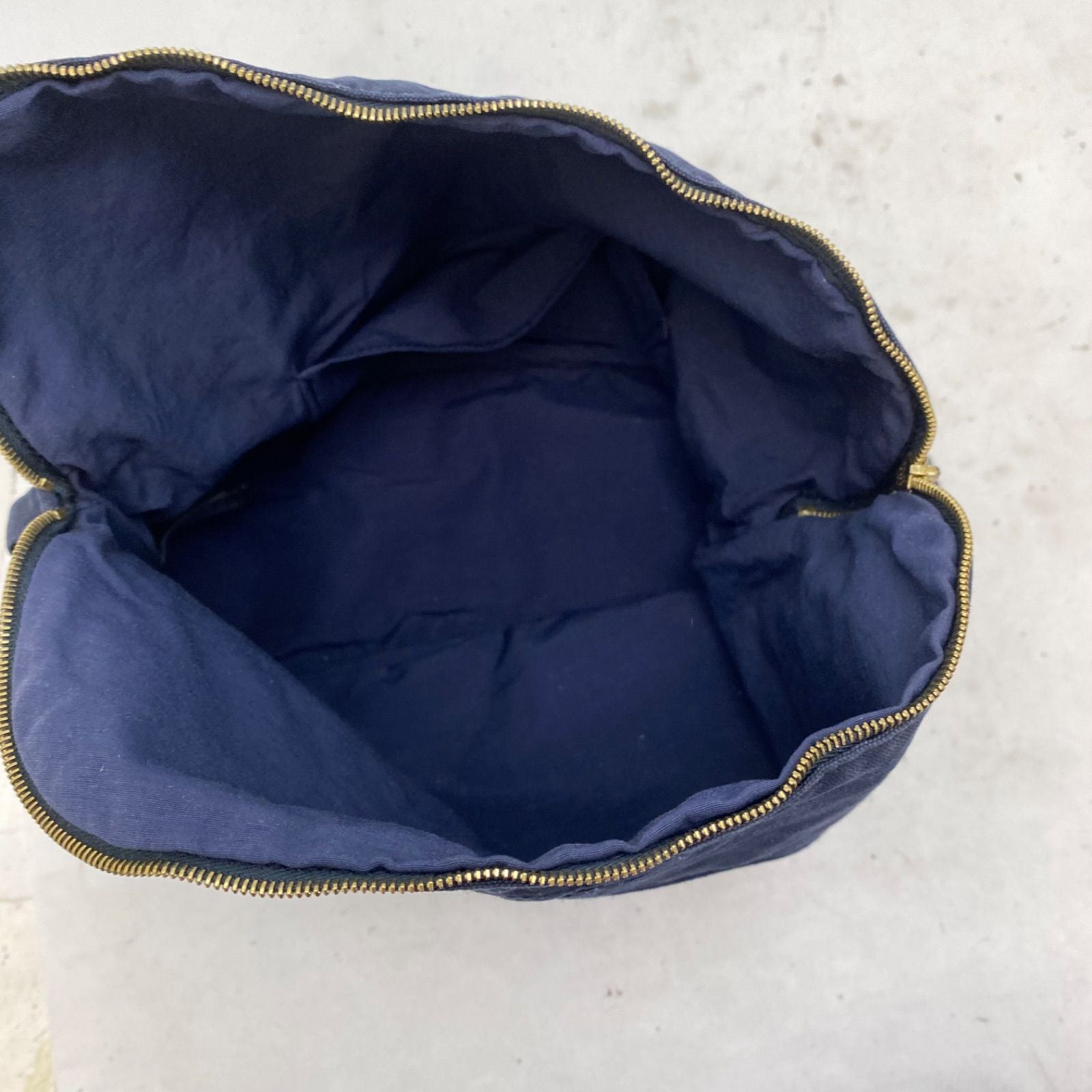 Hermes Tall Pouch Travel Cosmetic Makeup Handbag Navy — view 7