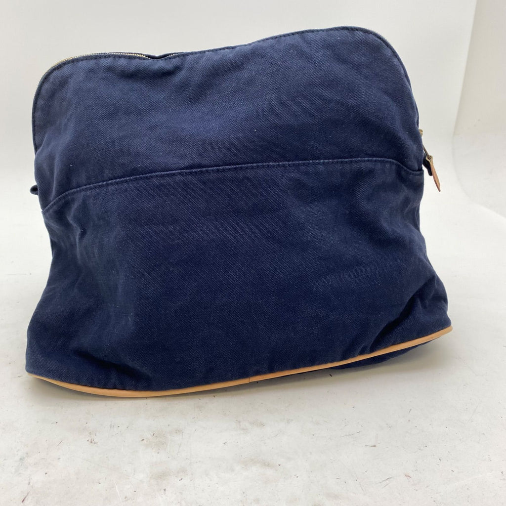 Hermes Tall Pouch Travel Cosmetic Makeup Handbag Navy — view 2