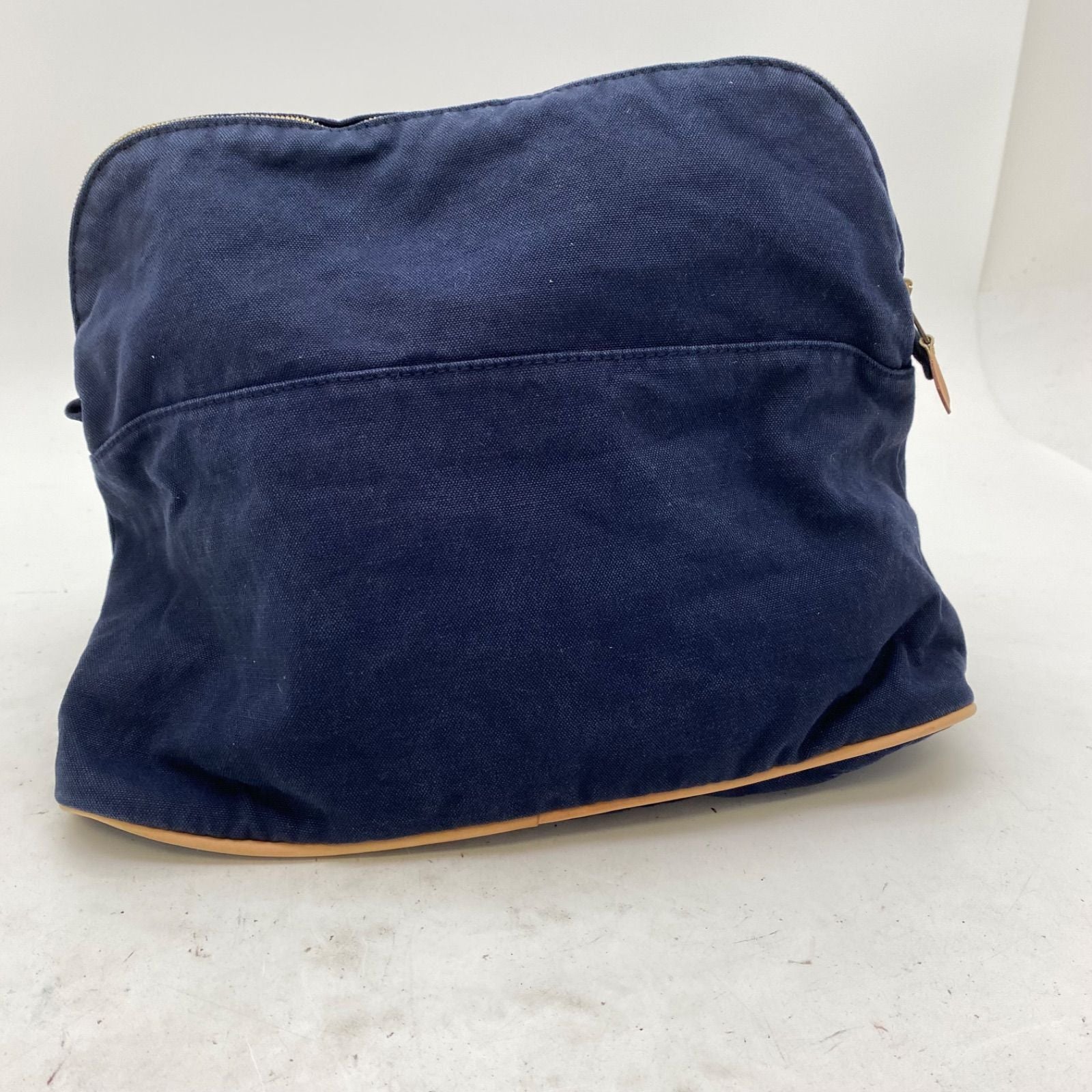 Hermes Tall Pouch Travel Cosmetic Makeup Handbag Navy — view 2