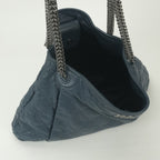Chanel Quilted Tote Lambskin Navy Blue Gunmetal CC Logo Chain Shoulder — view 9