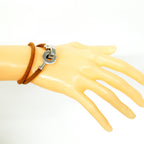 Hermes Bracelet Lancelot Metal Leather Silver Brown — view 6