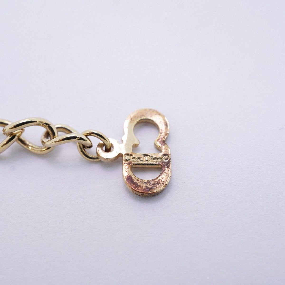 Dior Necklace CD Logo Heart Motif Gold Plated Rhinestone — view 5