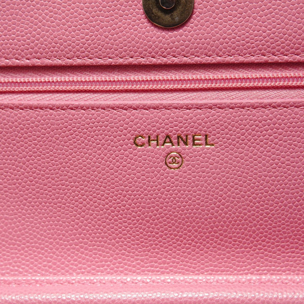 Chanel Shoulder Bag Caviar Leather Quilted Chain Wallet — view 9