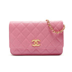 Chanel Shoulder Bag Caviar Leather Quilted Chain Wallet