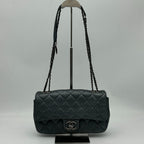 Chanel Quilted Chain Shoulder Bag Gray Silver