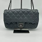 Chanel Quilted Chain Shoulder Bag Gray Silver — view 2