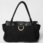 Gucci GG Canvas Tote Shoulder Bag Large Leather Black