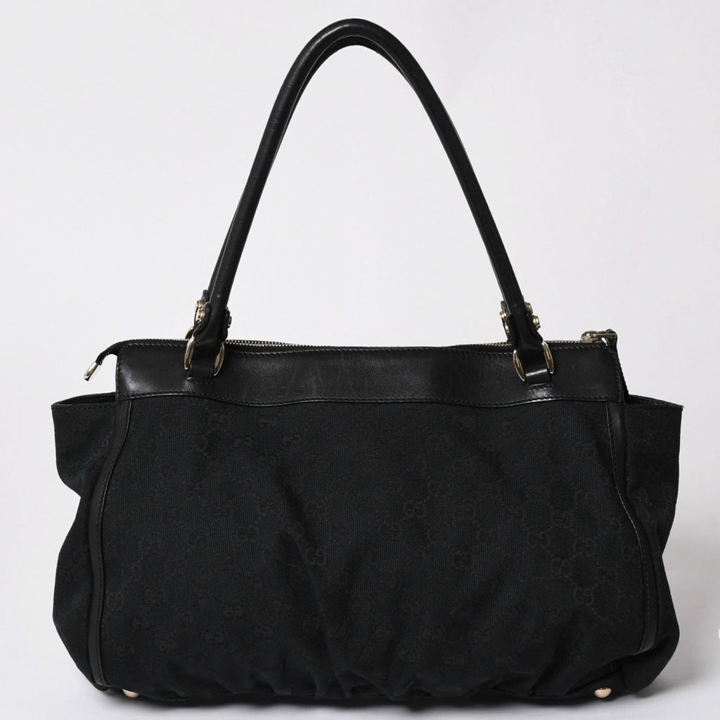Gucci GG Canvas Tote Shoulder Bag Large Leather Black — view 2