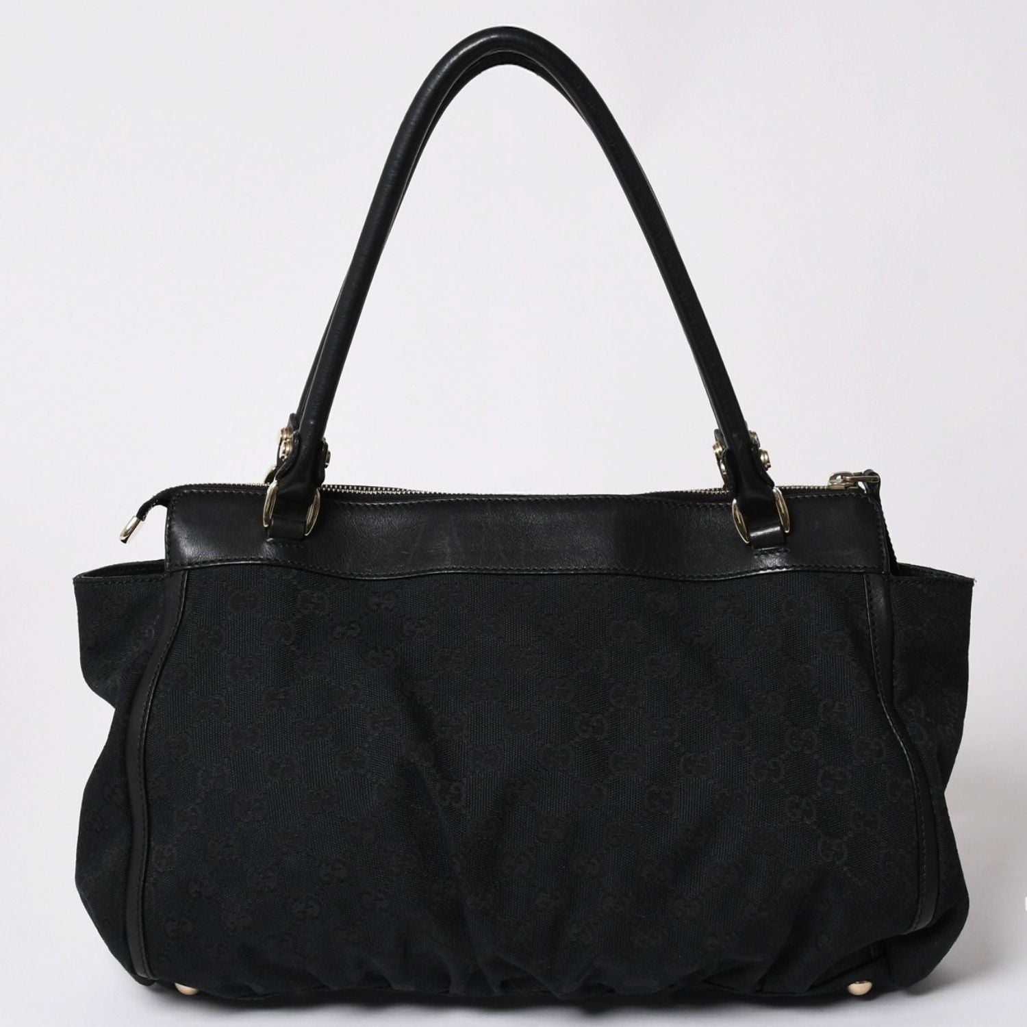 Gucci GG Canvas Tote Shoulder Bag Large Leather Black — view 2