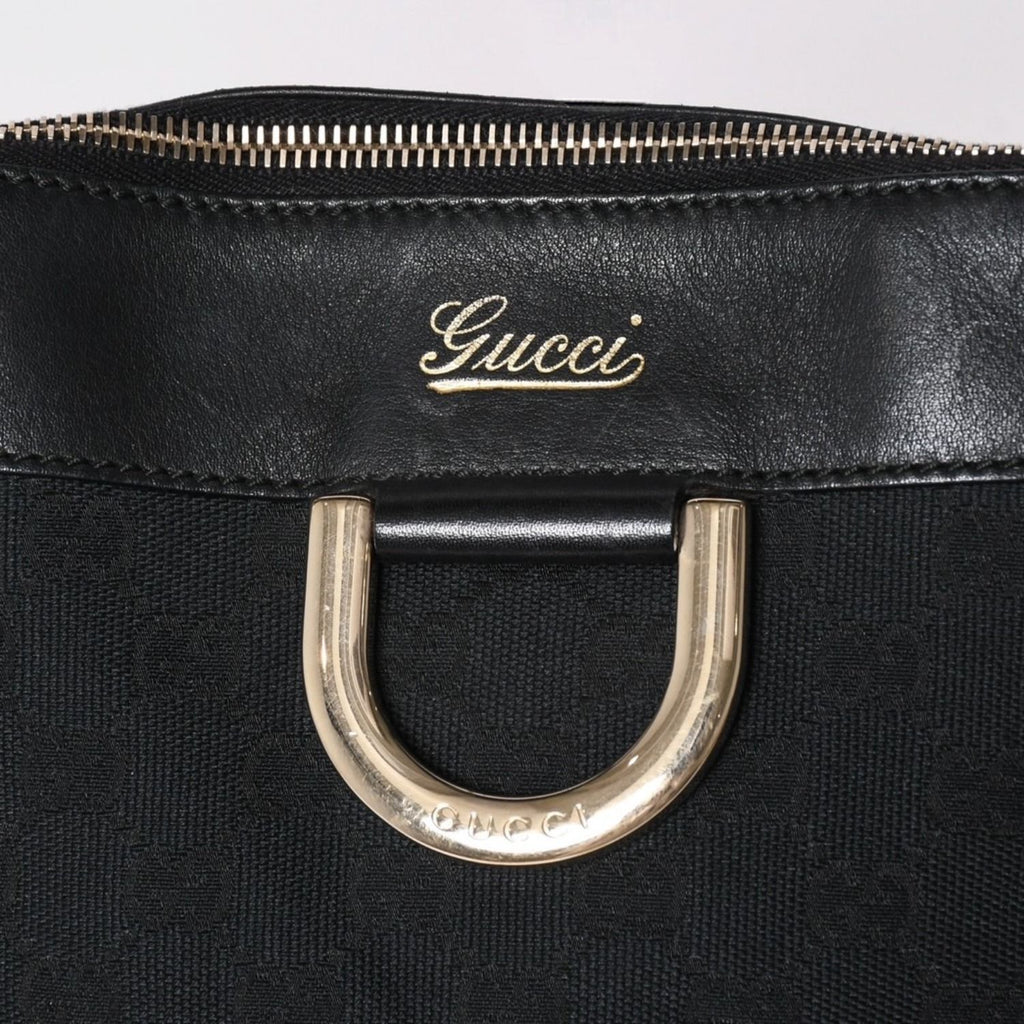 Gucci GG Canvas Tote Shoulder Bag Large Leather Black — view 4