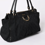 Gucci GG Canvas Tote Shoulder Bag Large Leather Black — view 3