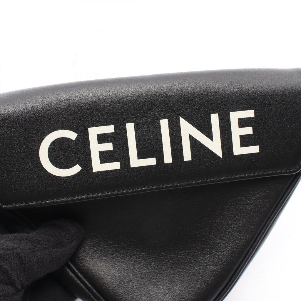 Celine Shoulder Bag Triangle Black Leather Logo — view 4
