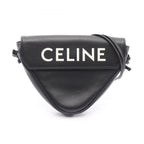 Celine Shoulder Bag Triangle Black Leather Logo