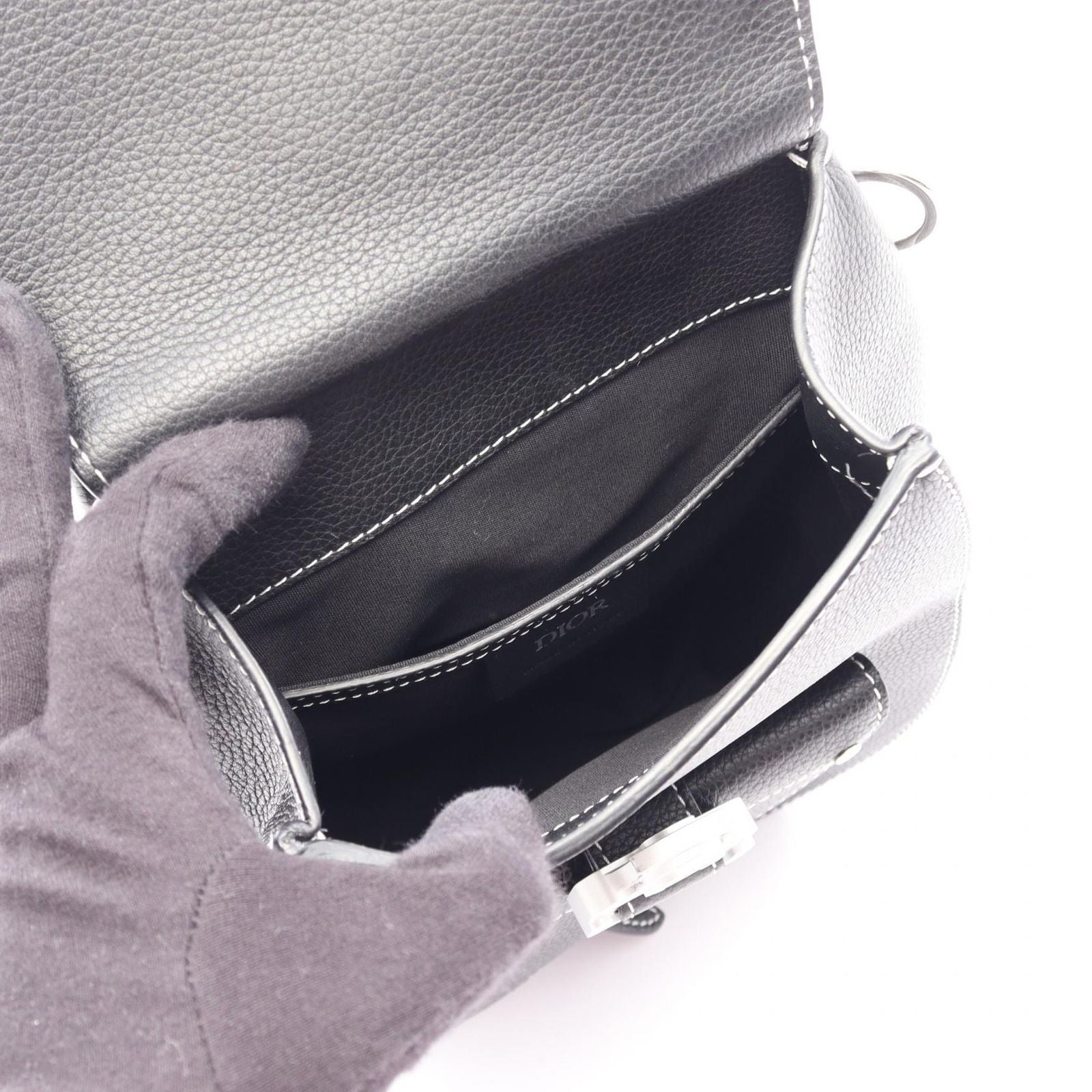 Dior Backpack Gallop Black Leather Saddle Mini — view 3