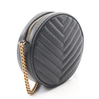 Saint Laurent Shoulder Bag Vinyl Monogram Black Leather Round Chain — view 2