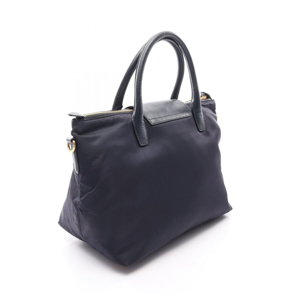 Prada Handbag Tessuto Saffi 2-Way Navy Nylon Saffiano Leather — view 2