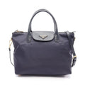 Prada Handbag Tessuto Saffi 2-Way Navy Nylon Saffiano Leather