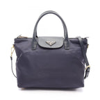 Prada Handbag Tessuto Saffi 2-Way Navy Nylon Saffiano Leather
