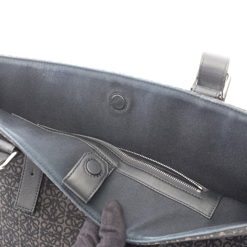Loewe Tote Buckle Horizontal Anagram Black Canvas Leather — view 5