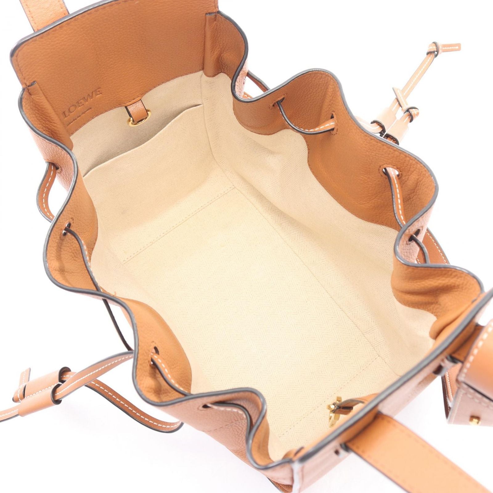 Loewe Handbag Hammock Drawstring Bag Small 2-Way 314.12 Brown Leather — view 3