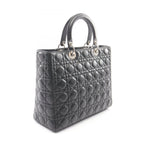 Dior Handbag Lady Dior Large Cannage Black Leather Lady Dior 2-Way Tote — view 2