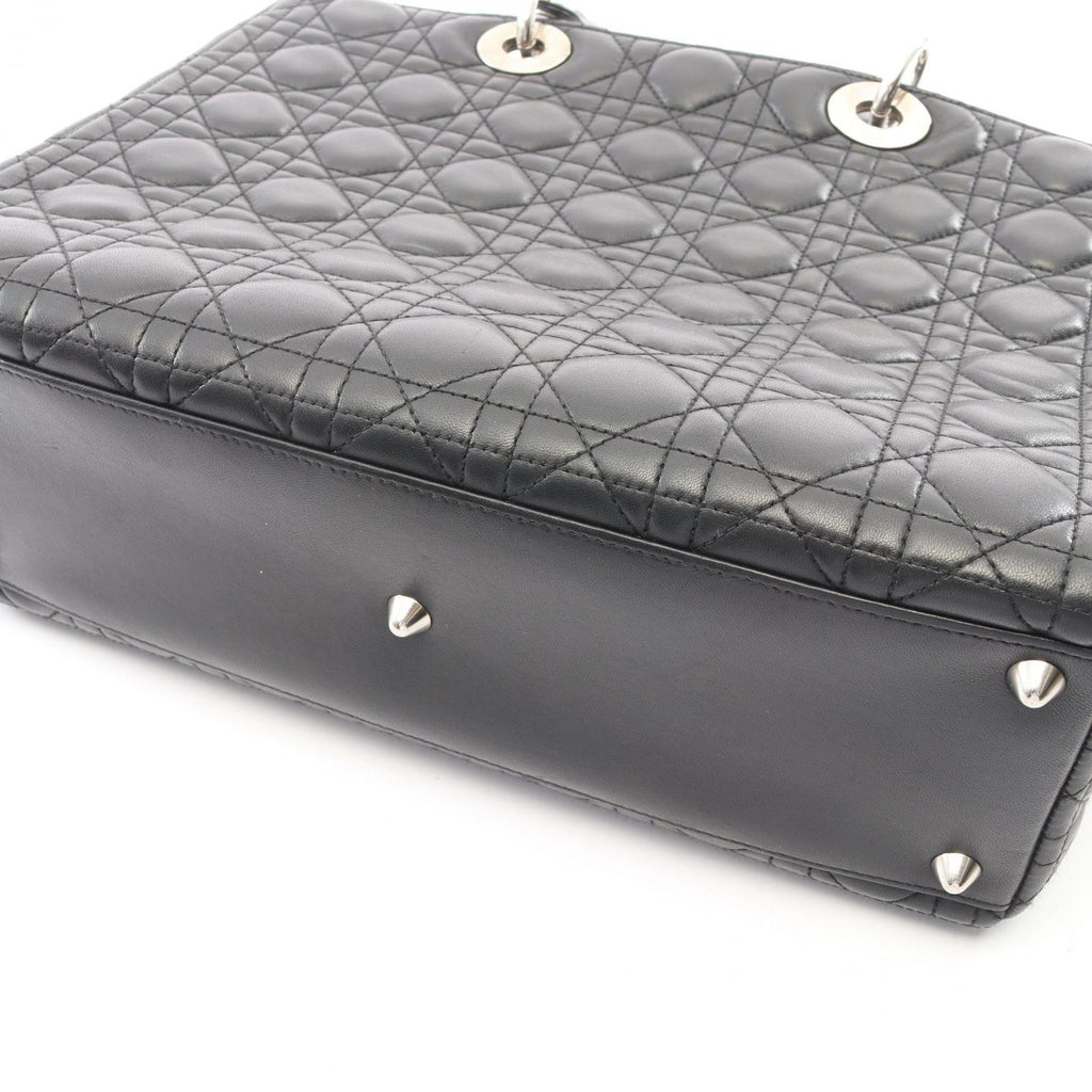 Dior Handbag Lady Dior Large Cannage Black Leather Lady Dior 2-Way Tote — view 9
