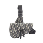 Dior Waist Bag Saddle Oblique Jacquard Navy Canvas Leather