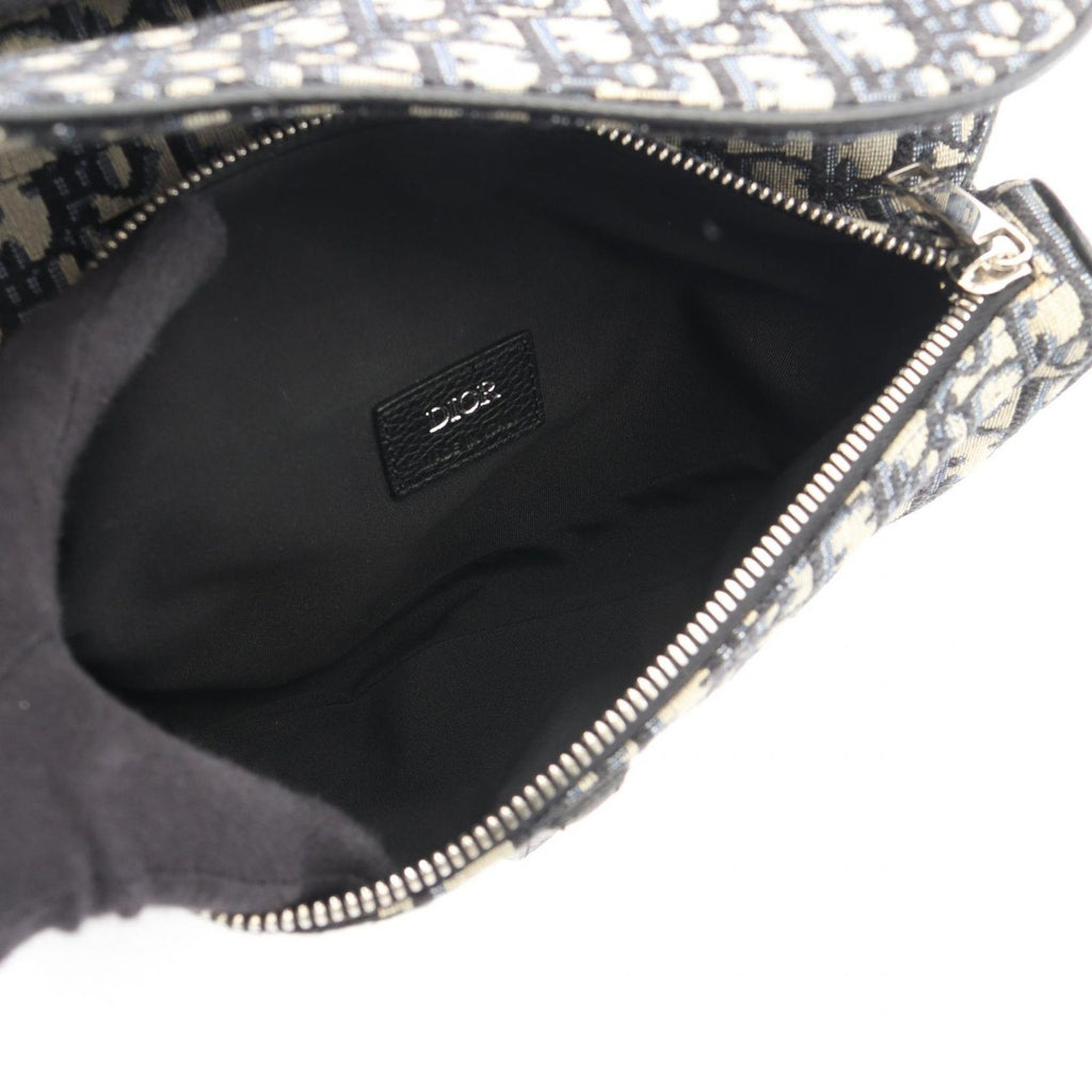 Dior Waist Bag Saddle Oblique Jacquard Navy Canvas Leather — view 3