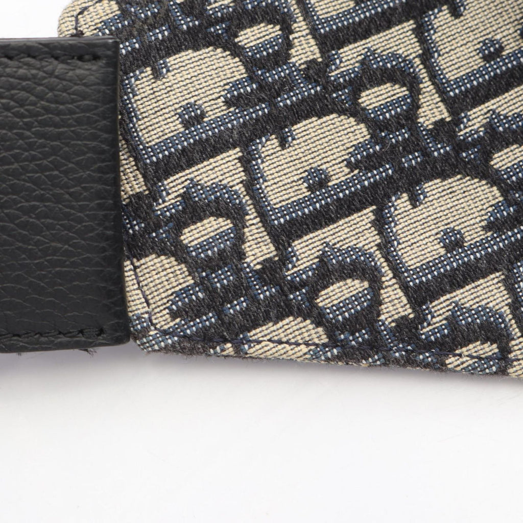 Dior Waist Bag Saddle Oblique Jacquard Navy Canvas Leather — view 5