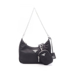Prada Shoulder Bag Re Edition 2-Way Black Nylon Saffiano Leather