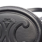 Celine Shoulder Bag Trio Black Leather Oval Purse Cuir — view 8
