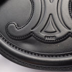 Celine Shoulder Bag Trio Black Leather Oval Purse Cuir — view 6