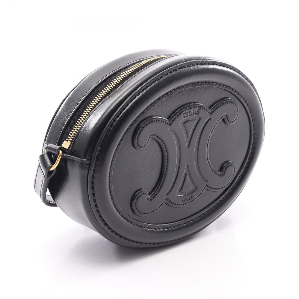 Celine Shoulder Bag Trio Black Leather Oval Purse Cuir — view 2