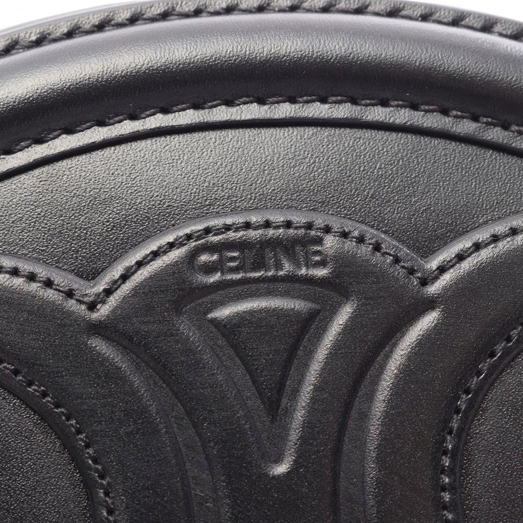 Celine Shoulder Bag Trio Black Leather Oval Purse Cuir — view 4