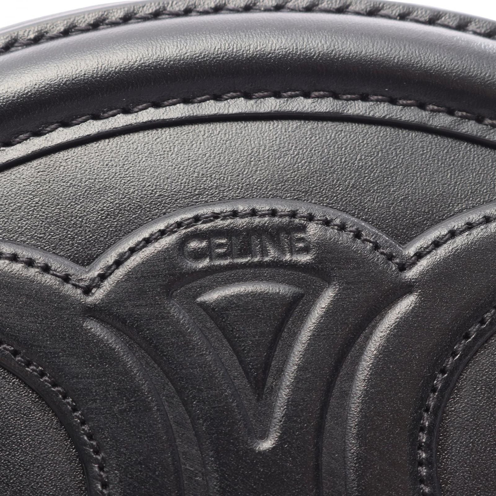 Celine Shoulder Bag Trio Black Leather Oval Purse Cuir — view 4