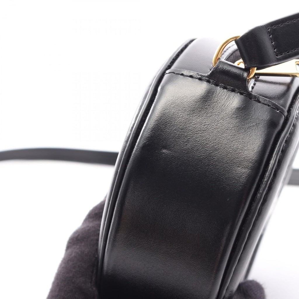 Celine Shoulder Bag Trio Black Leather Oval Purse Cuir — view 7