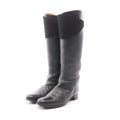 Hermes Boots Evelyne Black Leather Suede Long